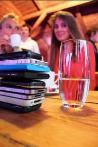 Time to play phone stack. 1st person to use their phone pays for the meal. 
